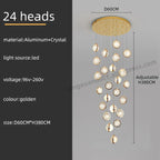 Crystal Ball LED Rotating Stair Chandelier - Nordic Luxury Loft Bubble Design