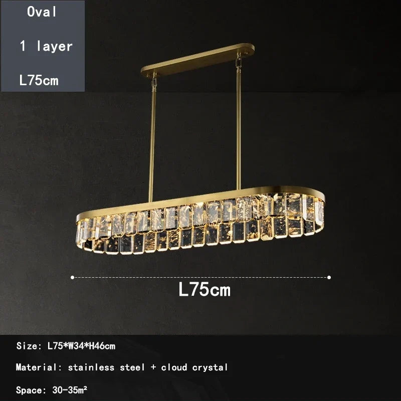 Cloud Mist Crystal Chandelier for Home Hotel Stainless Steel Pendant Lamp