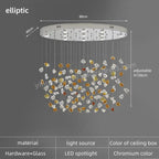 Stone LED Pendant Chandelier: Modern Luxury Crystal Lighting for Living Room