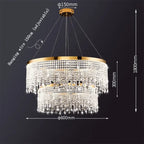 Modern Crystal Chandelier Pendant Light Luster LED Fixture for Home Living Dining Room