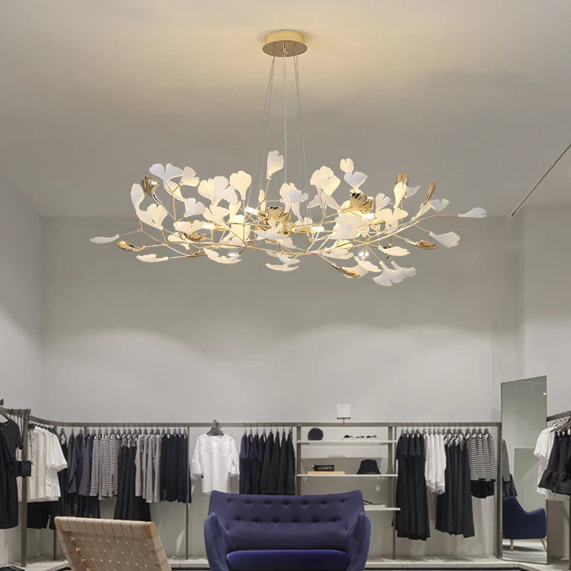 Ginkgo Leaf Chandelier: Elegant Nordic Art Luxury for Dining Room, Bedroom, Living Room