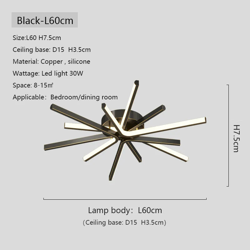 Copper Strip LED Ceiling Lamp - Modern Minimalist Luxury Lighting for Living Room