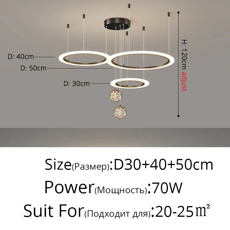 Circle Ring Pendant Light Chandelier Modern Living Room Bedroom Lamps Ceiling Luminaire