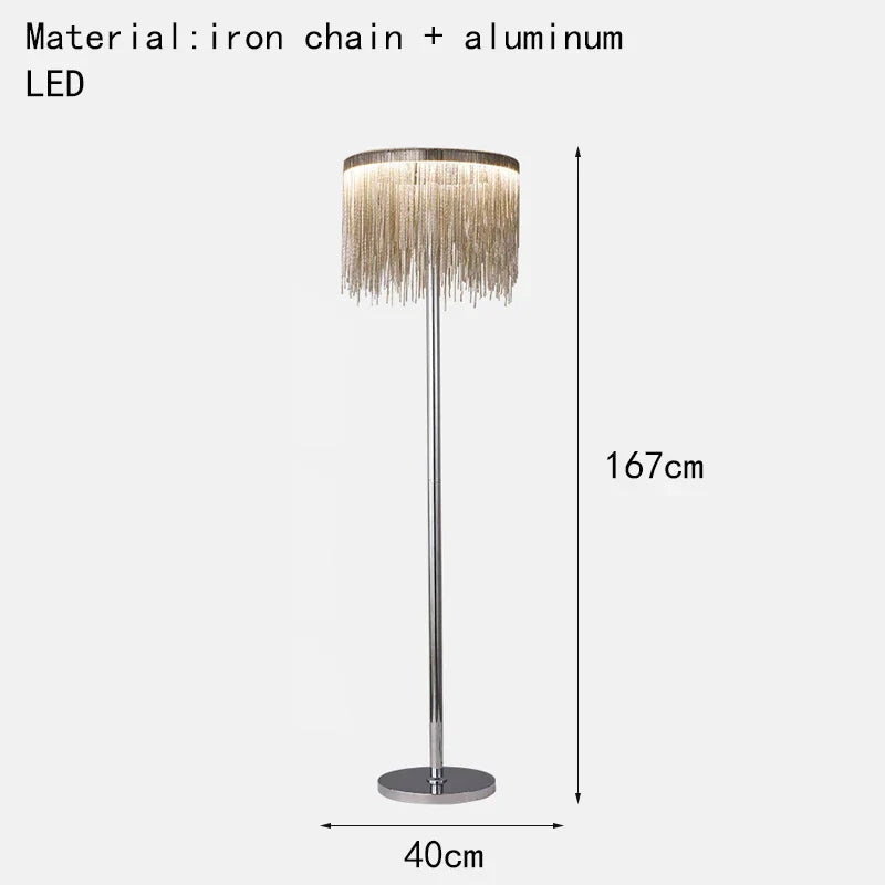 Nordic Tassel Aluminum Chain Floor Lamp - Modern Luxury LED Home Decor