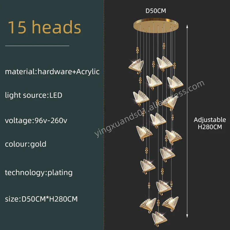 Butterfly Acrylic Chandelier Modern Ceiling Light Pendant Lamp for Living Room