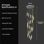 Modern LED Crystal Chandelier for High Ceilings