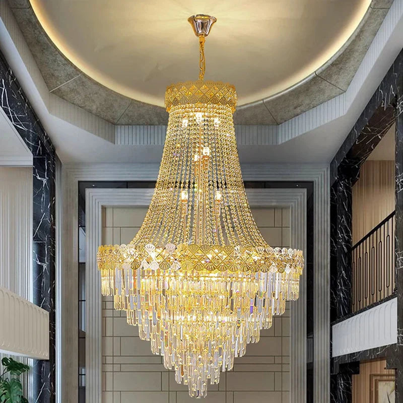 Crystal Chandelier Villa Living Room Modern Light Luxury Hotel Lobby Elegant Staircase