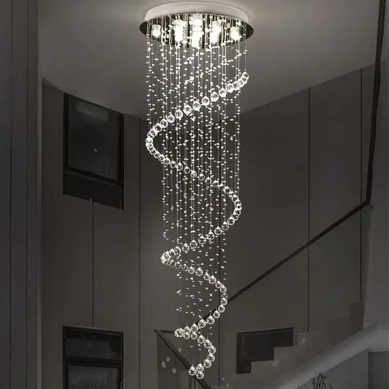 Crystal Spiral Chandelier LED Light Fixture for Living Room, Staircase, Bedroomairo Hotel