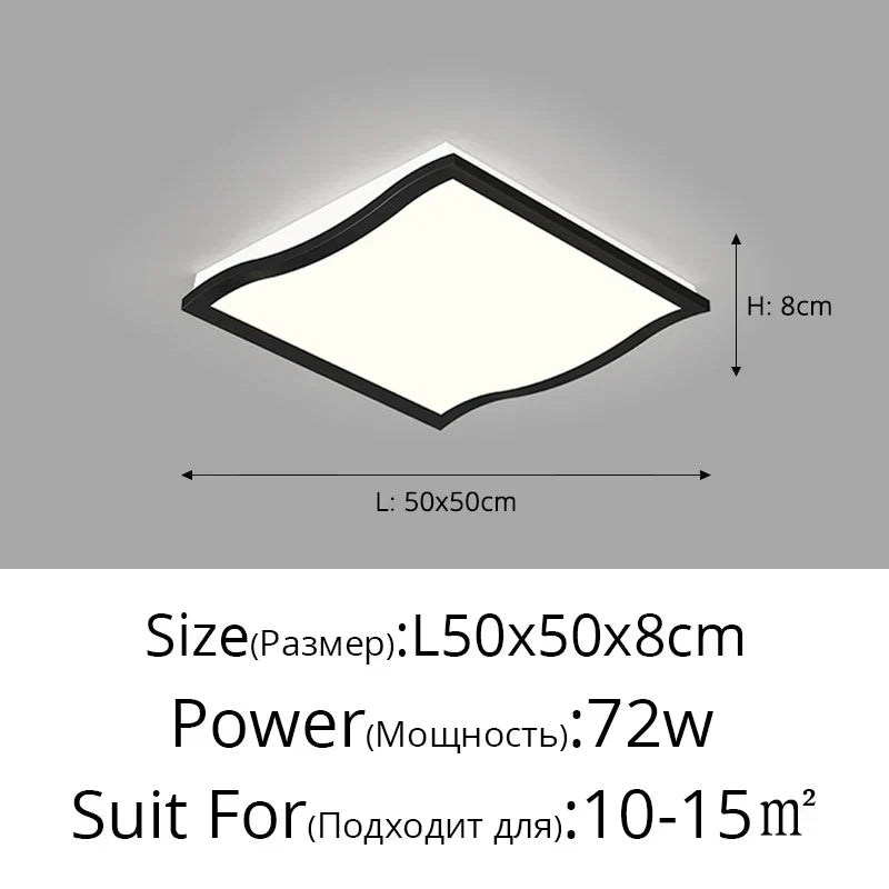 Minimalist LED Ceiling Light in Black & White for Living, Dining, Bedroom & Kitchen