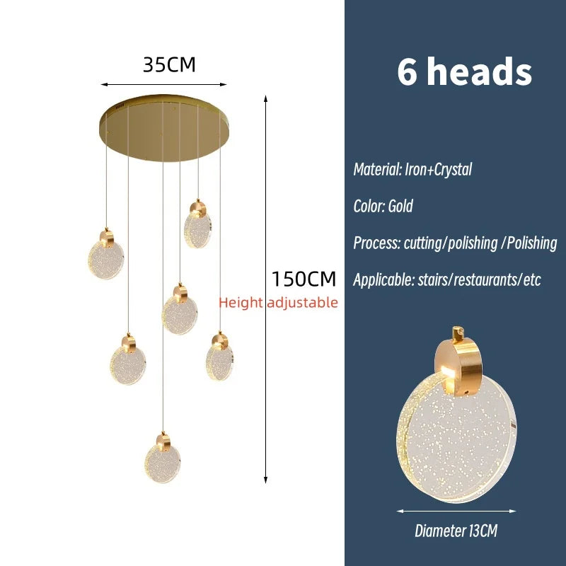 Crystal Spiral Chandelier LED Modern Minimalist Staircase Living Room Light