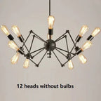Retro Spider Iron Chandelier: Adjustable, Rotatable, Industrial Living Room Lighting