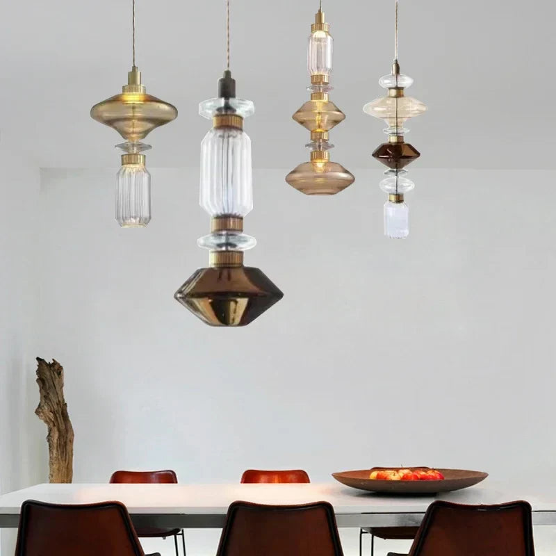 Amber Glass Pendant Light: Vintage American Style for Hotel Bedroom, Restaurant, Bar
