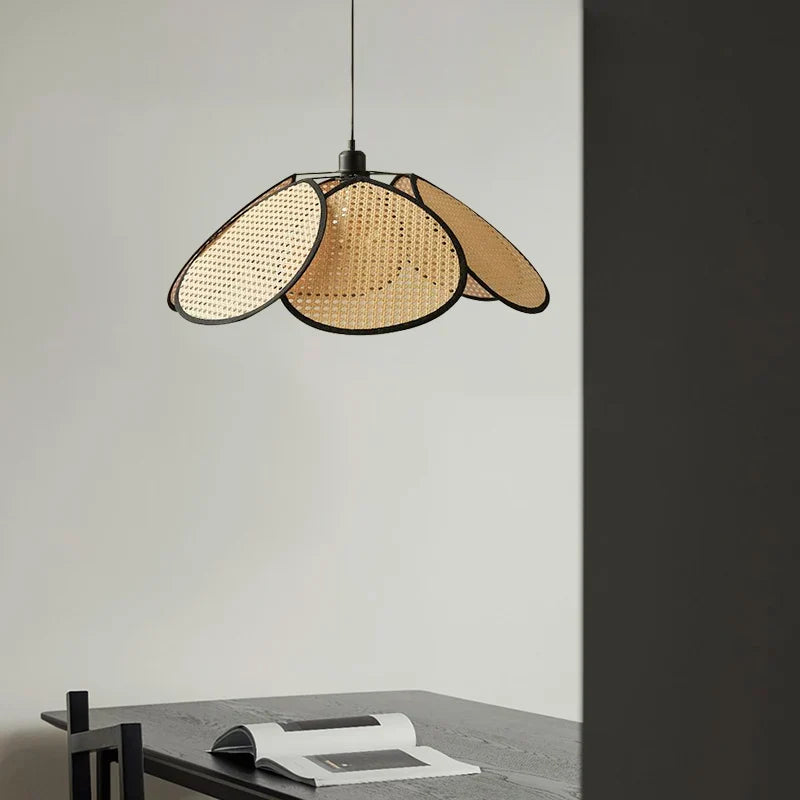 Rattan Chandelier Korean Style Pendant Light for Home Decor and Kitchen