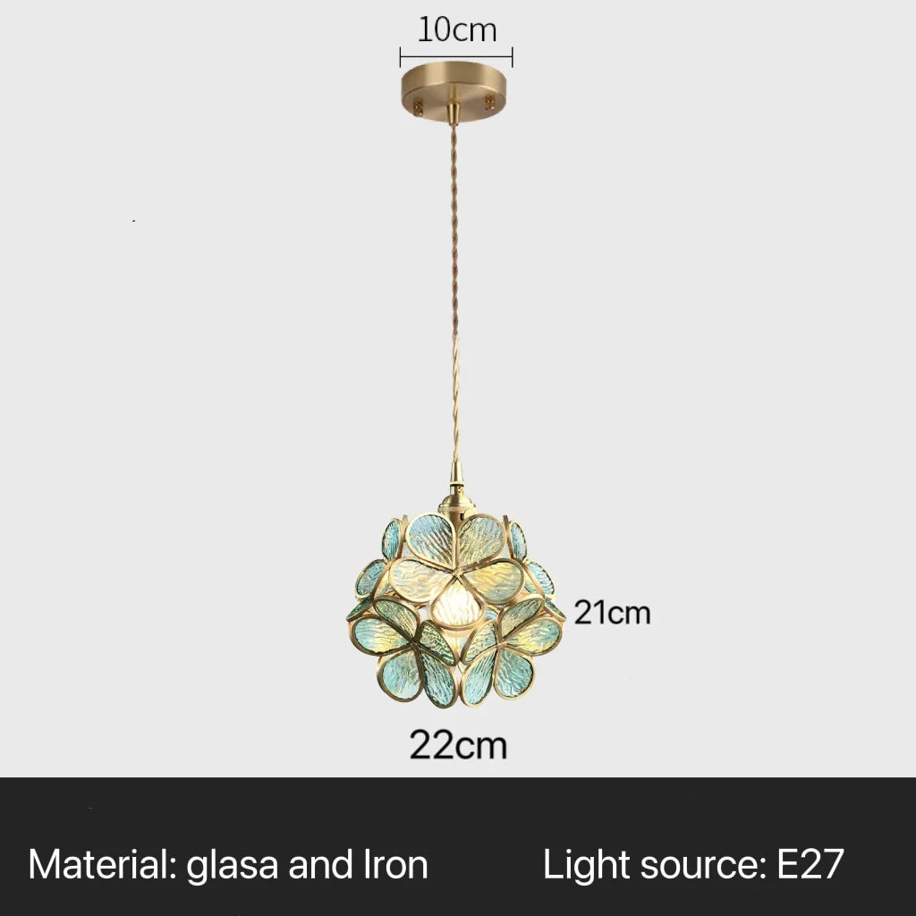 Nordic Flower Glass Pendant Chandeliers for Restaurant Cafe Hotel Decoration