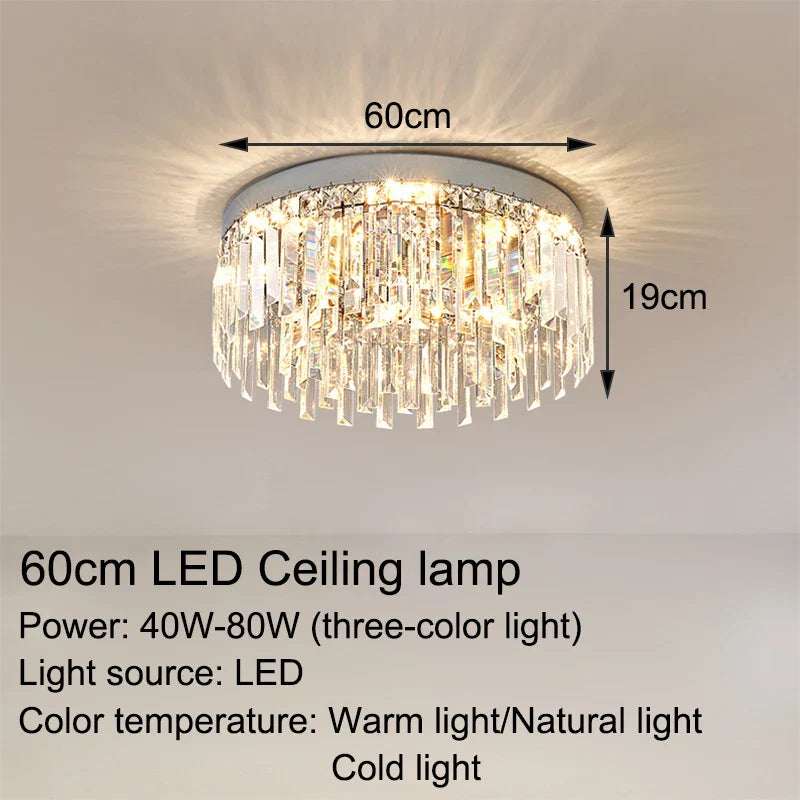 Luxury Crystal Round Black Gold Ceiling Chandelier for Bedroom Living Room Lighting