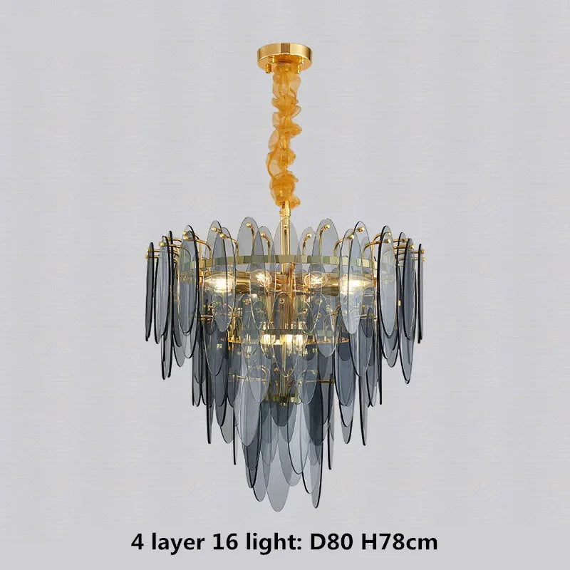 Gold Metal Chain LED Pendant Lights for Modern Luxury Living Room