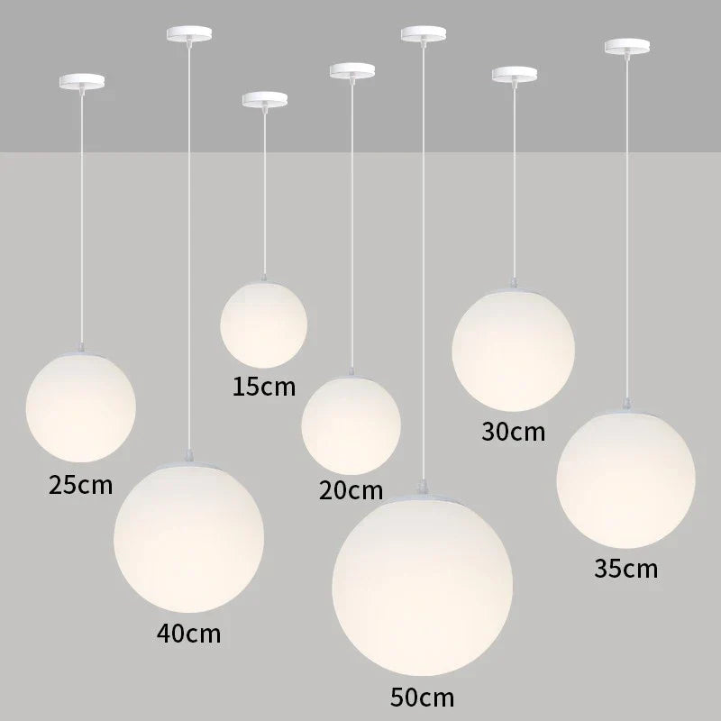 Nordic Glass Pendant Lights - White Ball Hanging Lamps for Home Decor