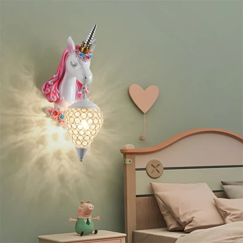 Nordic Unicorn Wall Lamp for Bedroom LED Decoration Light