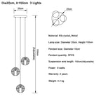 Crystal Ball LED Chandelier Pendant Light for Living Room Kitchen Stair Salon