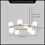 White Glass Ball Chandelier Modern Nordic Ceiling Lamp LED Minimalist Pendant Light