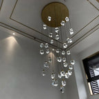 Diamond Crystal Chandelier: Luxury Gold LED Lighting for Staircase & Living Room