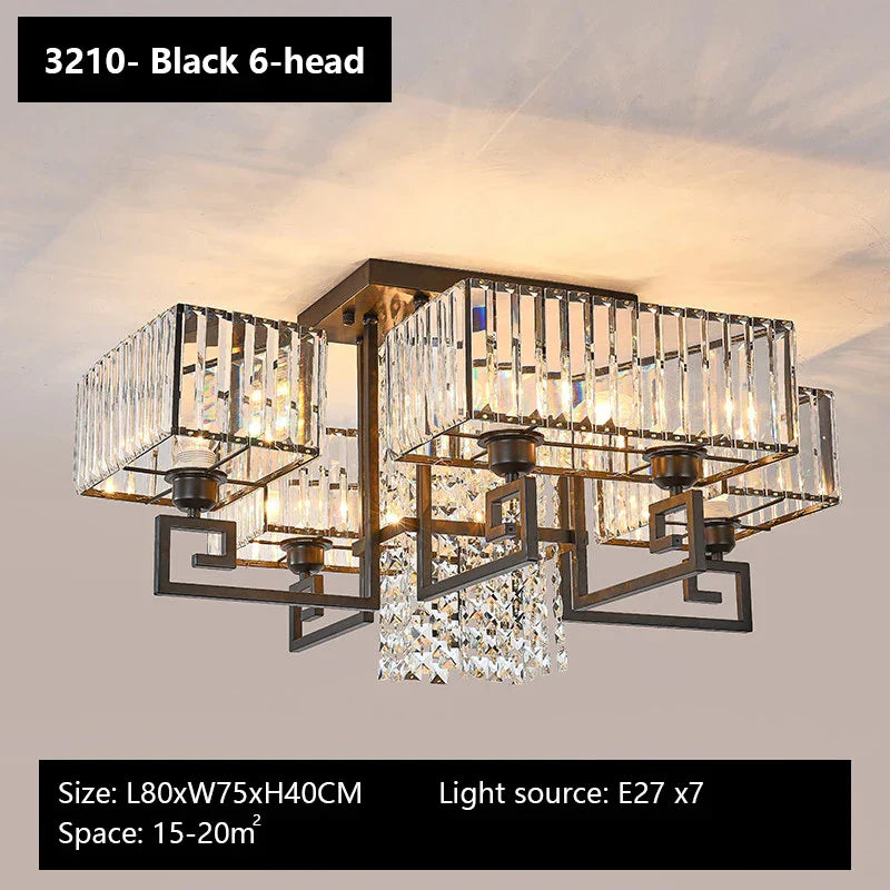 Crystal Rectangular Ceiling Light for Living Room, Bedroom, and Dining Room