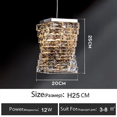 LED Crystal Chandelier for Bedroom Living Room Luxury Ceiling Light