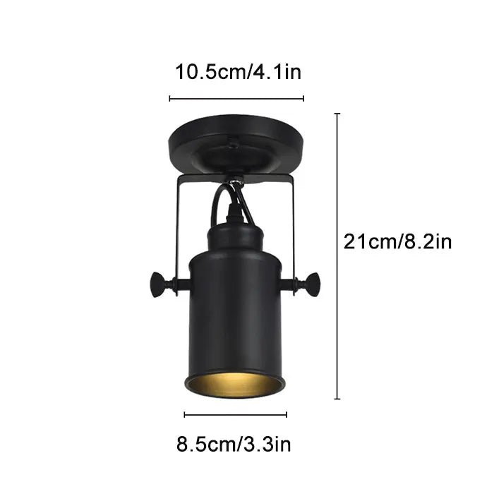 Black Wrought Iron Spotlight Accent Lamp - Adjustable Flush Mount Lighting