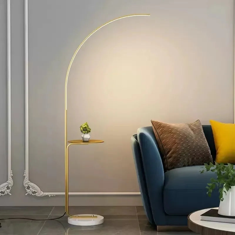 LED Art Floor Lamp Modern Design Black White Gold Living Room Decoration