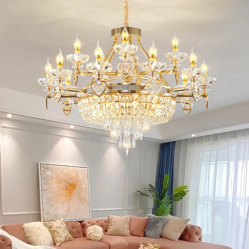 Crystal Luxury Chandelier for European Style Living Room, Bedroom, and Stairwell