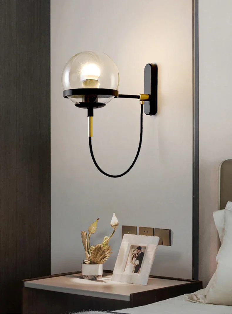 Glass Shade Wall Sconce Lamps for Hotel Bedroom LED Lights