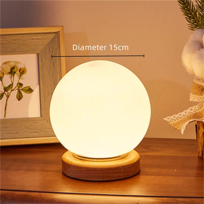 Wooden Bedside Lamp for Bedroom Nightstand - Small Desk light for Living Room