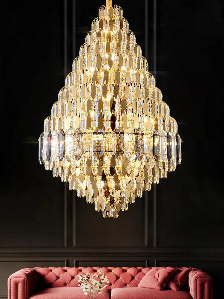 Crystal Pendant Chandelier for Home, Hotel, Restaurant - Luxury Duplex Hall Light