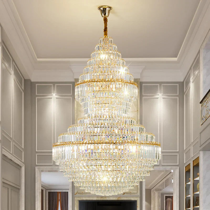 Crystal Hollow Chandelier for Luxury Living Room and Stair Lamps