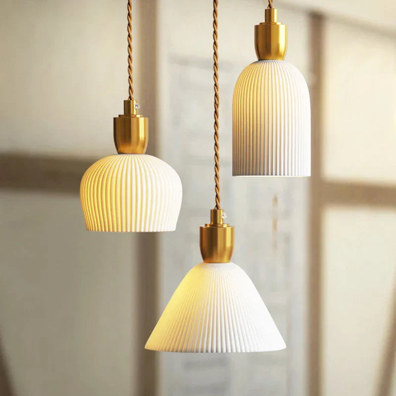Ceramic Pendant Light: Vintage Nordic Hanging Lamp for Dining Room Kitchen Ceiling Chandelier