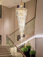 Gold Stainless Steel Crystal Chandelier Pendant Light for Large Home Decor
