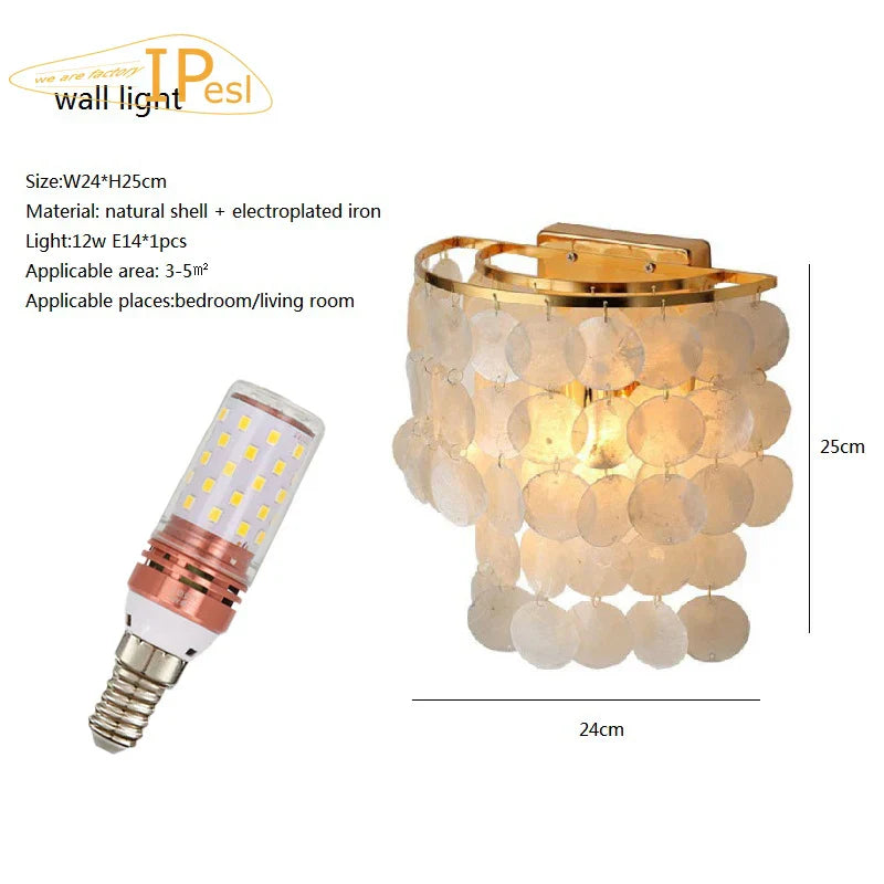 LED Shell Chandelier: Modern Gold Chrome Ceiling Hanging Light