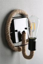 Retro Hemp Rope Wall Sconce - American Country Loft Lighting for Living Room