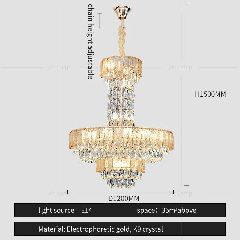 Crystal Chandelier: Postmodern Multi-layer Luxury for Villa, Hotel Lobby, and Living Room