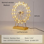 LED Ferris Wheel Table Lamp for Bedroom Decor Stainless Steel Night Light