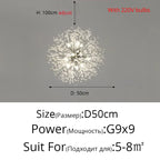 Modern Crystal LED Dandelion Chandelier for Home Living Room Dining Hall Decor