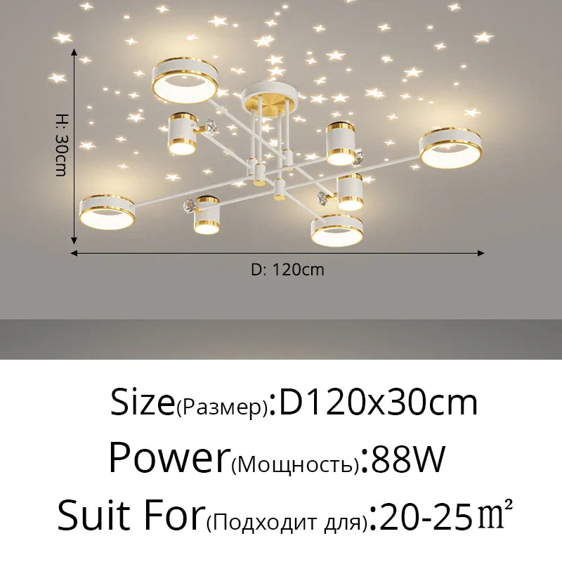 Modern LED Chandelier | Smart Remote Ceiling Pendant Light for Home Decor