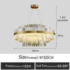 Luxury Crystal Golden Gloss LED Ceiling Chandelier for Dining & Living Room