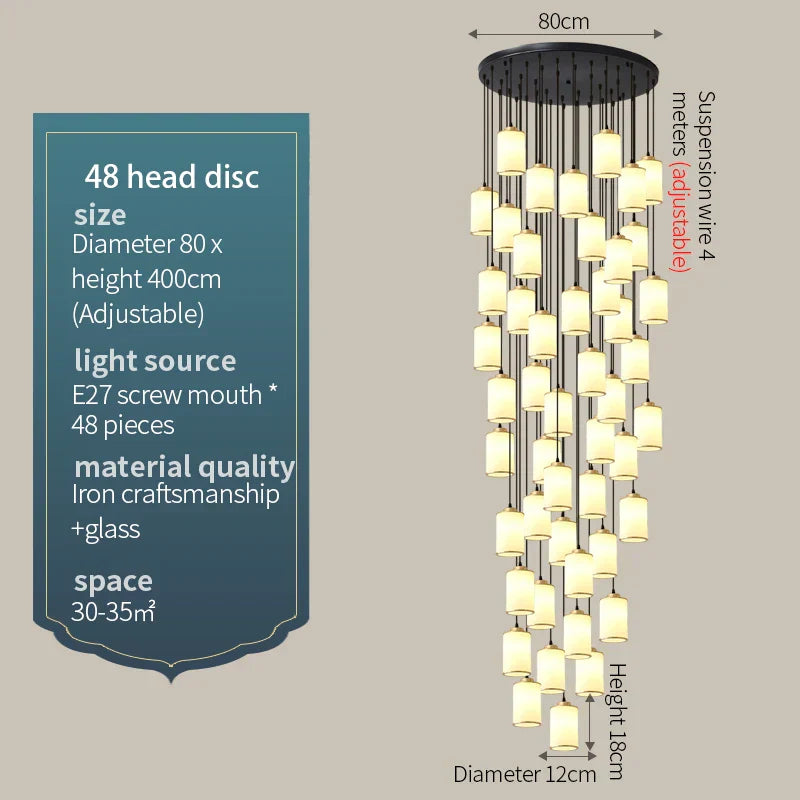 Stairwell Chandelier: Modern Spiral Design for Elegant Villa Hallway Lighting