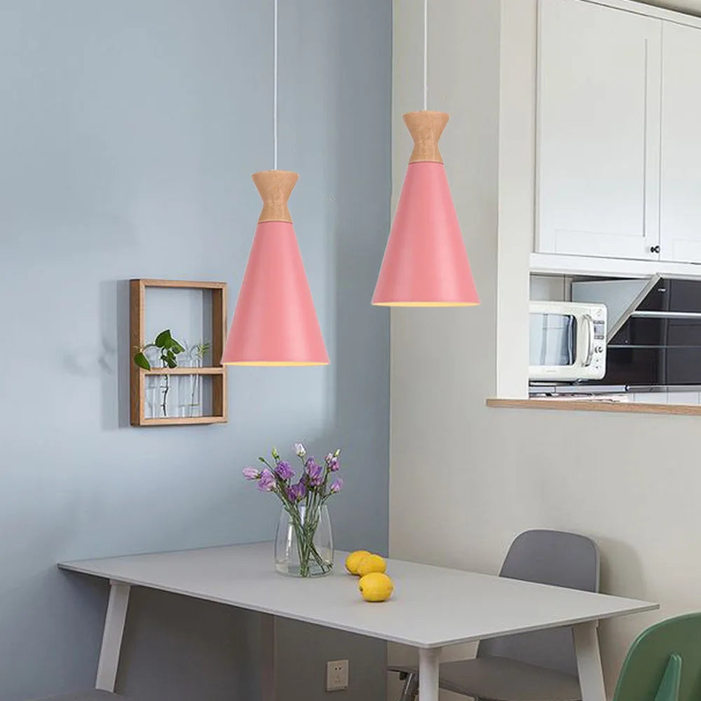 Nordic Pink Chandelier LED Pendant Light Modern Minimalist Ceiling Lamp