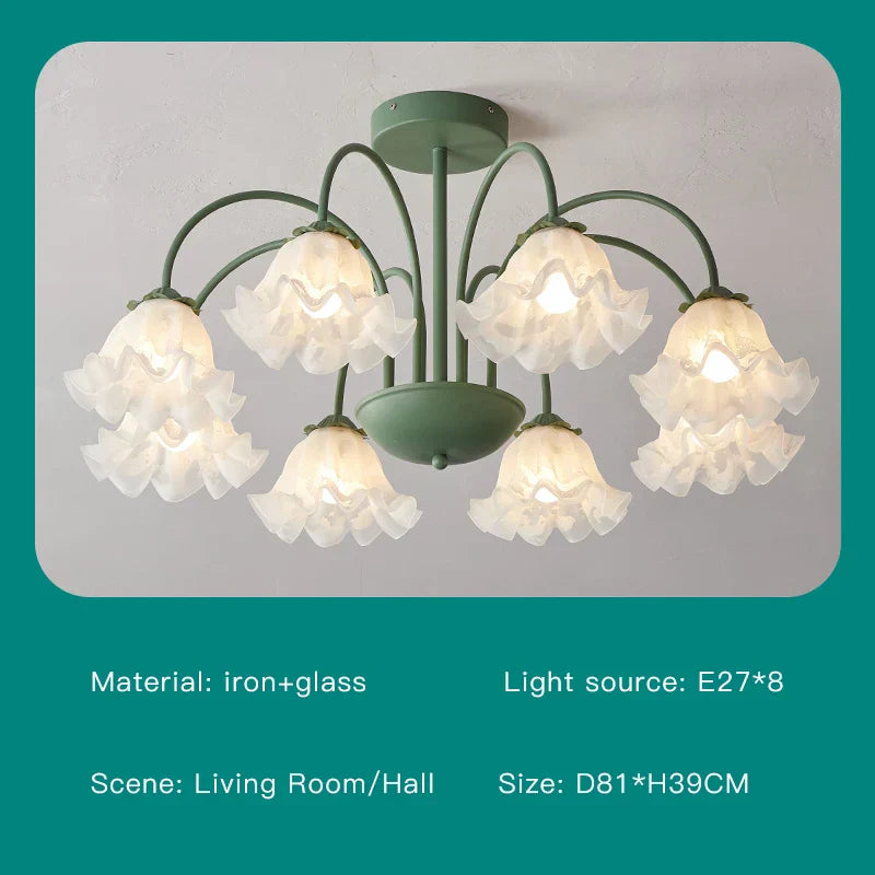 Modern Green White Branch Ceiling Chandelier for Living Room Bedroom Dining Loft