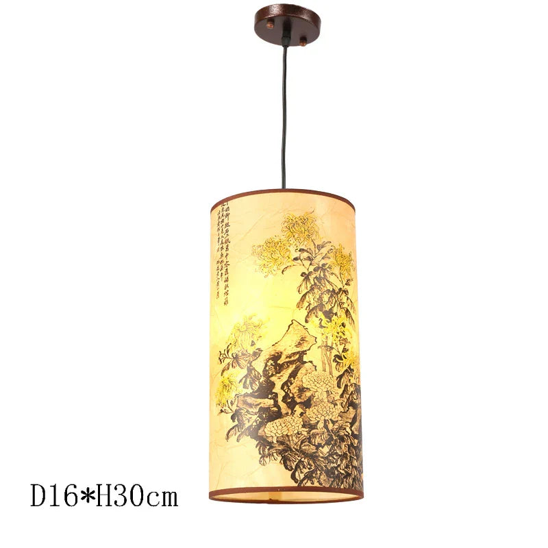 Antique Wood Pendant Lights for Dining Room, LED Living Room Decor Lighting Fixtures