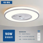 Modern Black 56cm Round Ceiling Fan with LED Light and Remote Control