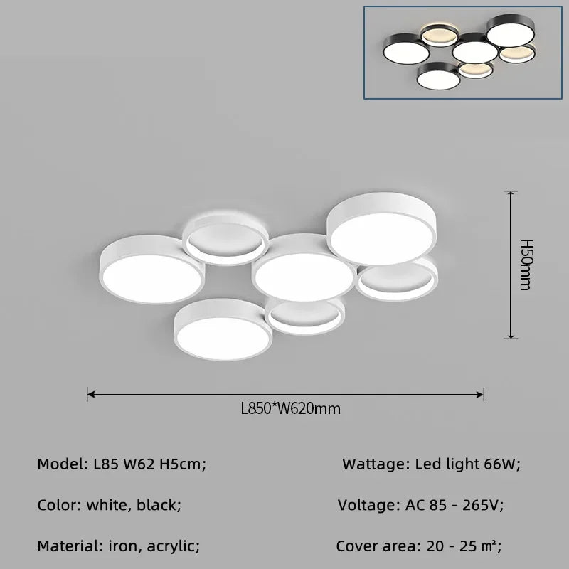 Modern Circles LED Ceiling Light for Living Room Bedroom