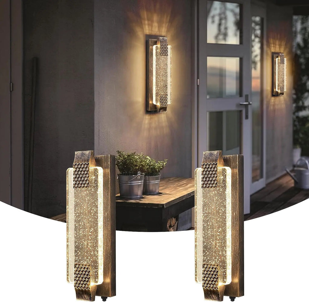 Crystal Bubble Glass LED Outdoor Wall Sconce for Porch and Garden
